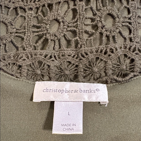 Christopher & Banks green fully lined crochet tank top size L - Picture 5 of 6